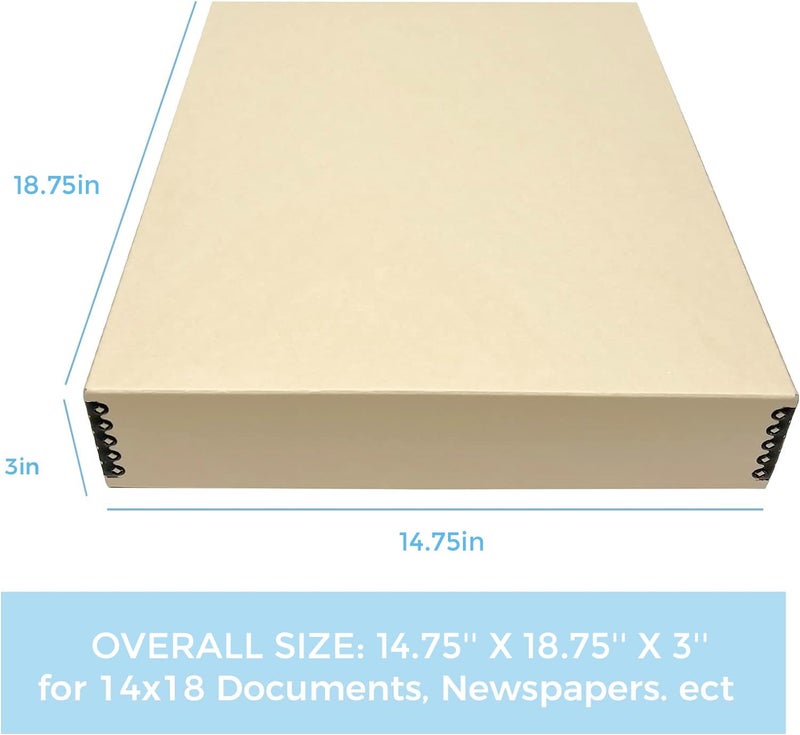 Lineco Museum Archival Storage Box, 14.75x18.75x3 in. Drop Front Design. Acid-Free with Metal Edge. Organize Photos, Pictures, Prints, Documents, Crafts, DIY. Tan, 1 Pack - Image 3